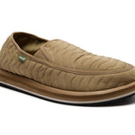 Beige quilted slip-on shoe on a white background