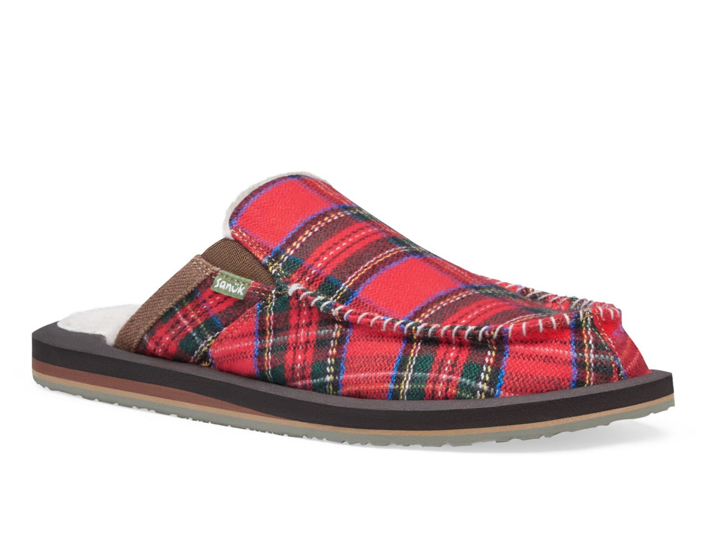 Sanuk You Got My Back Chill Plaid Slippers Cozy Foam Loafers Slides Red Mens 8 Sanuk You Got My Back Chill Plaid Slippers Cozy Foam Loafers  main image 2